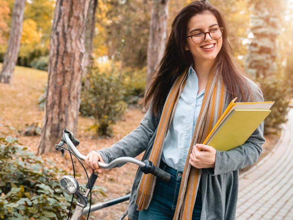 Girl with bicycle L